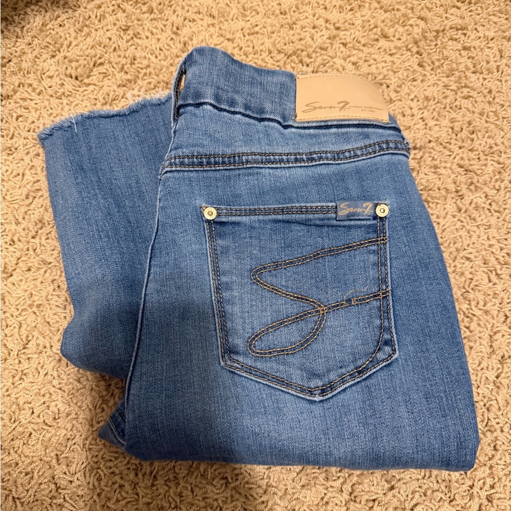 Seven7 Women's Blue Straight Leg Jeans